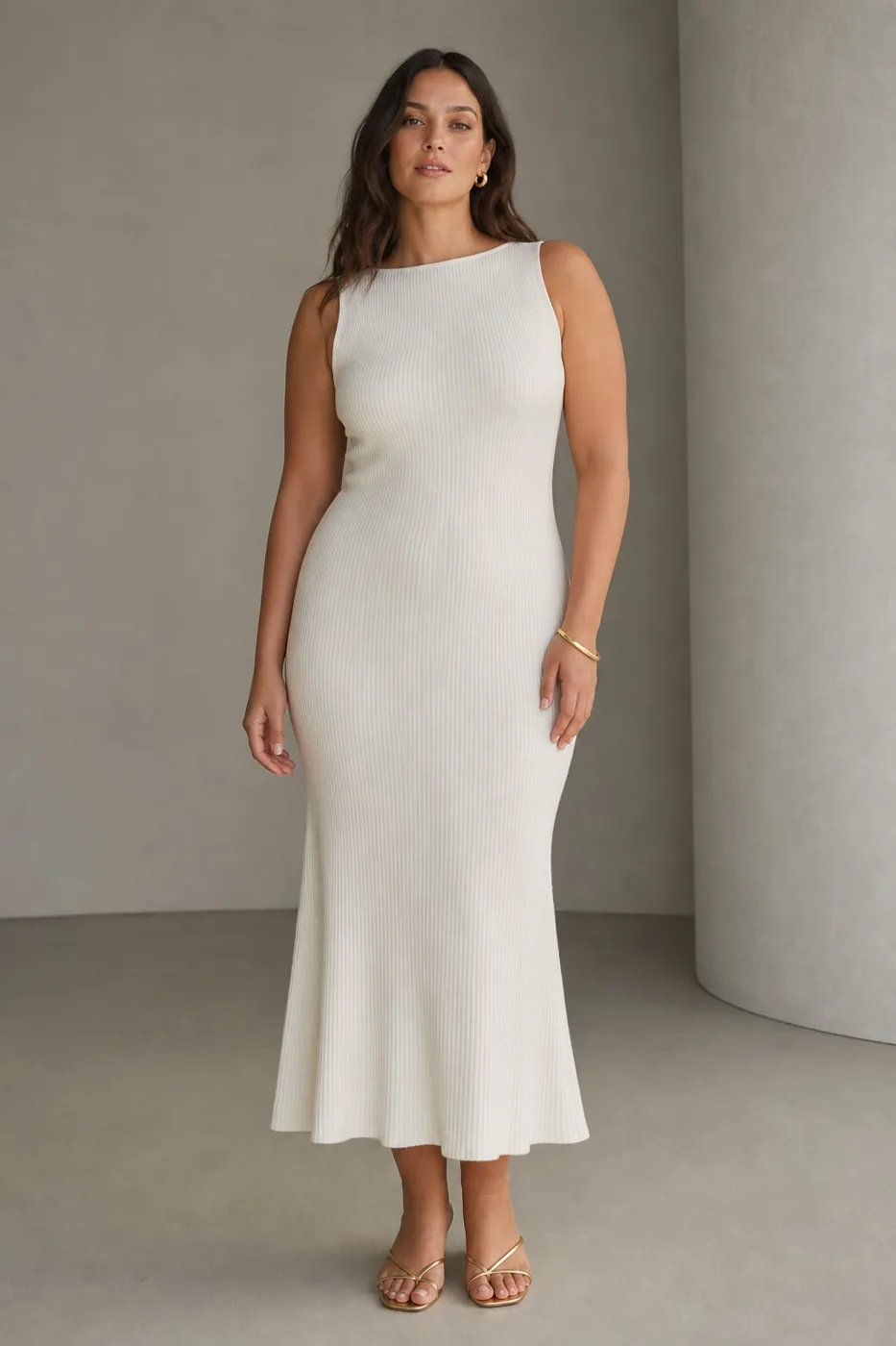 Ivory Ribbed Maxi