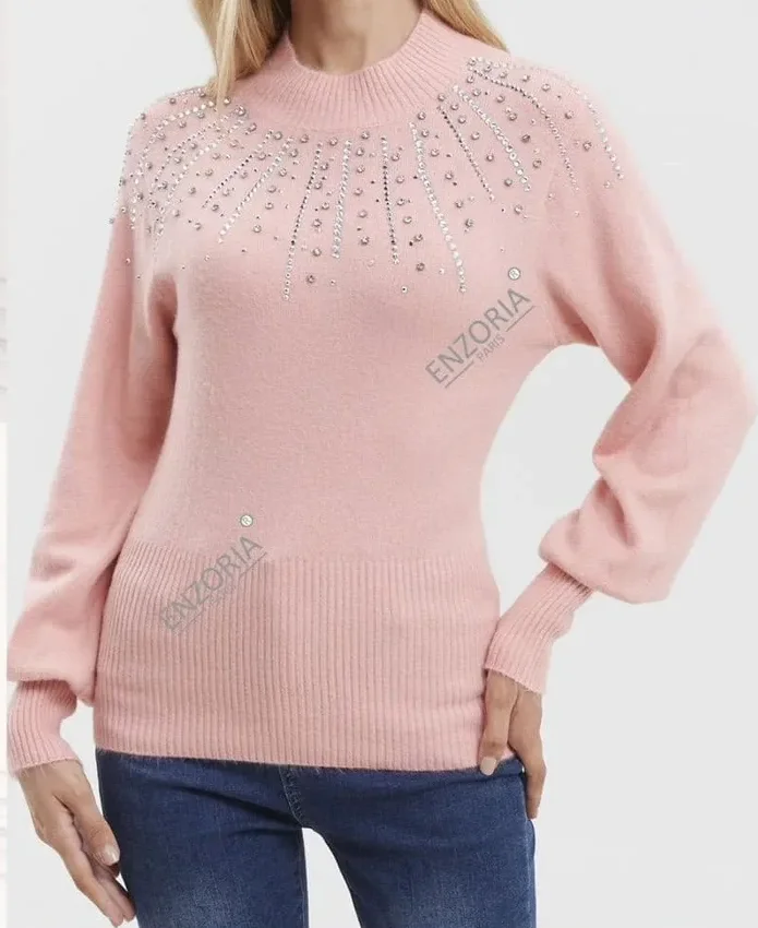 Rhinestone Yoke Sweater
